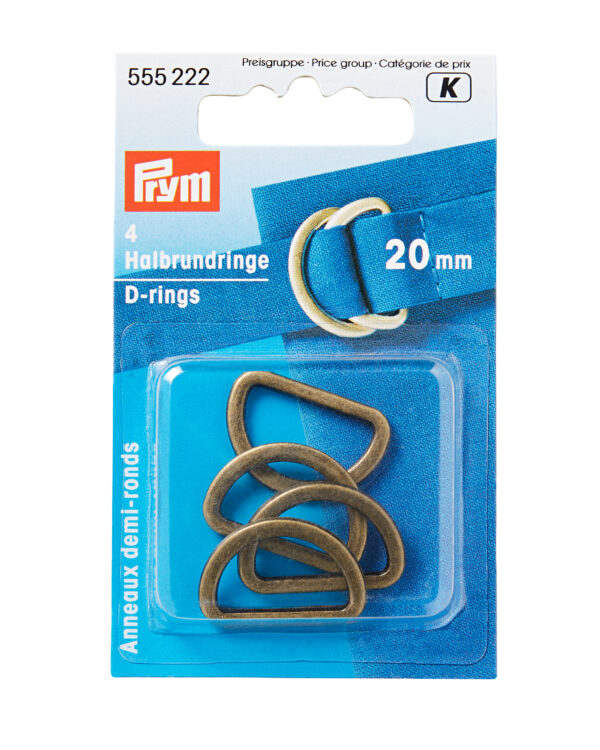 Antique Brass D-Rings 20 mm