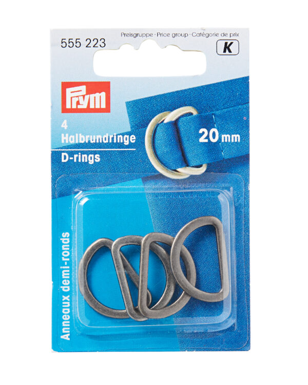Antique Silver D-Rings 20 mm