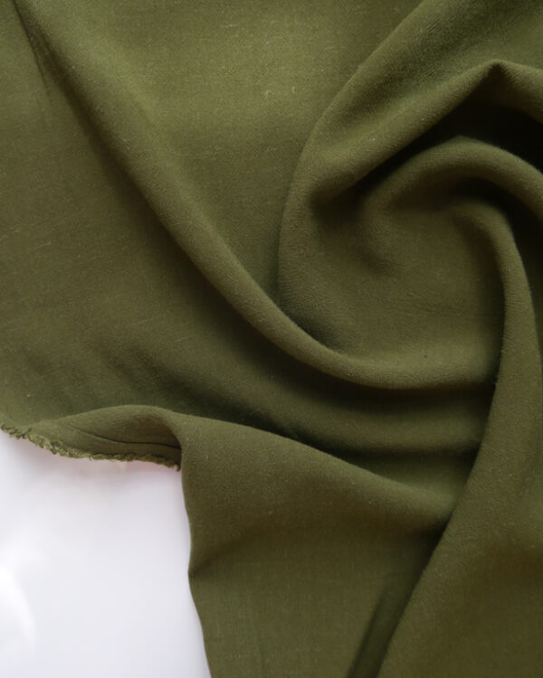 Khaki Viscose Linen Crepe