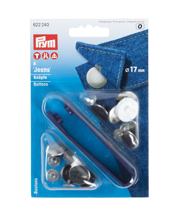 Non-sew 17mm Silver Jeans Buttons