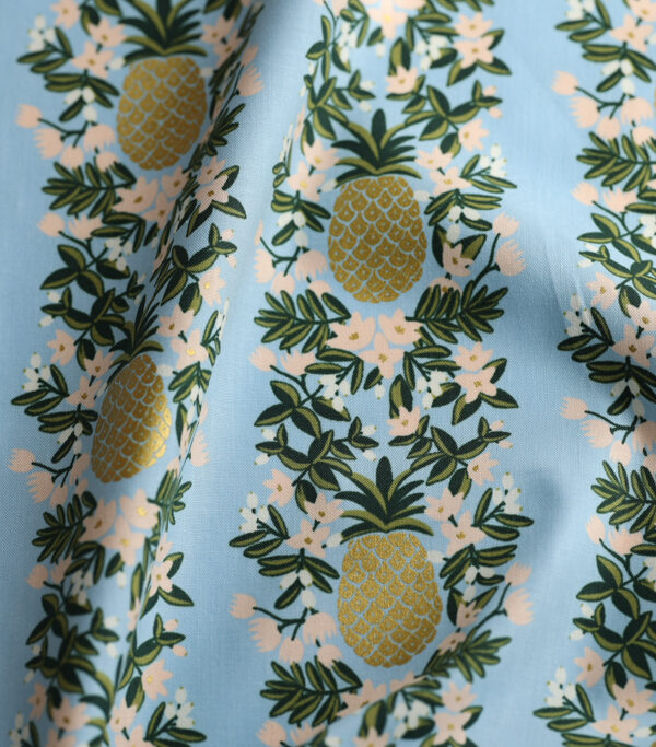 Periwinkle Pineapple Stripes Cotton