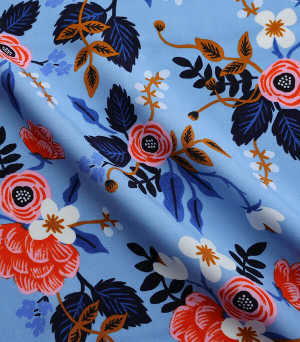 Birch Floral Periwinkle Rayon - Remnants 0.85 m