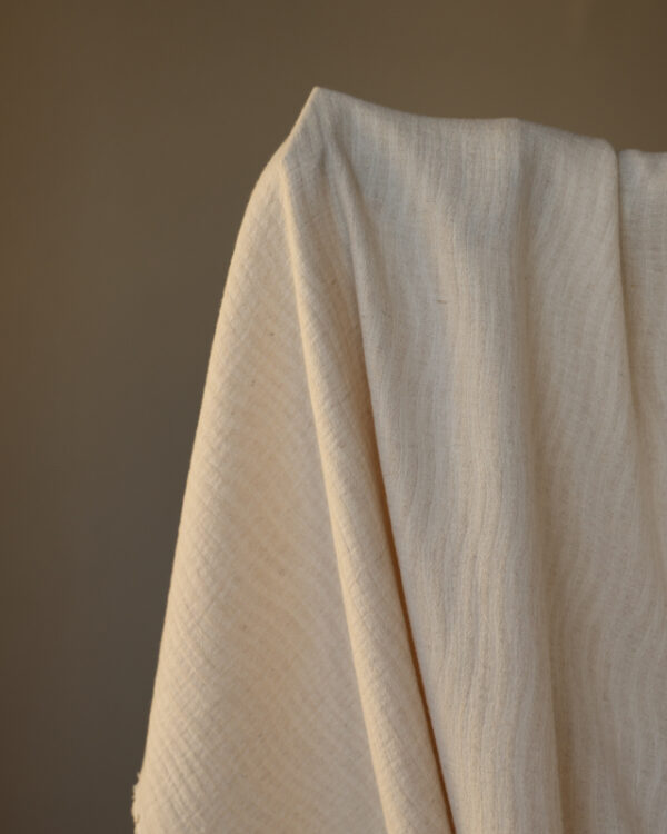 Cream Cotton Linen Rayon Wave Jacquard
