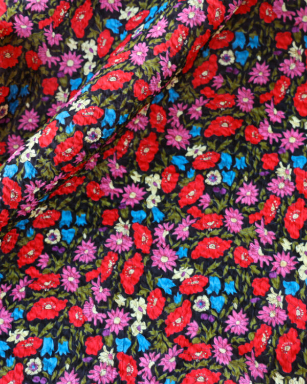 Meadow Black Crinkle Cotton