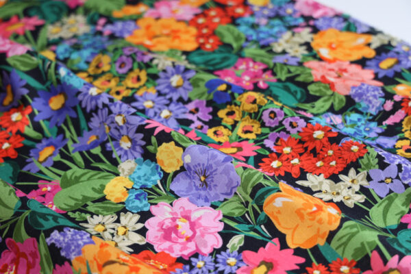 floral multicolour viscose linen fabric