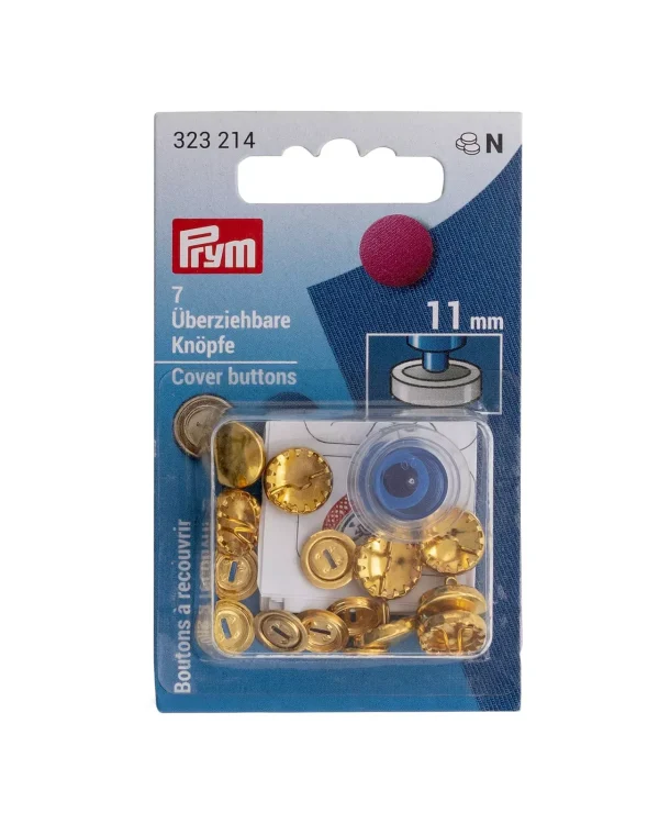 Prym Cover Buttons 11mm Gold Finish - 7 Buttons