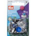 Prym Cover Buttons 15mm Silver Finish - 6 Buttons