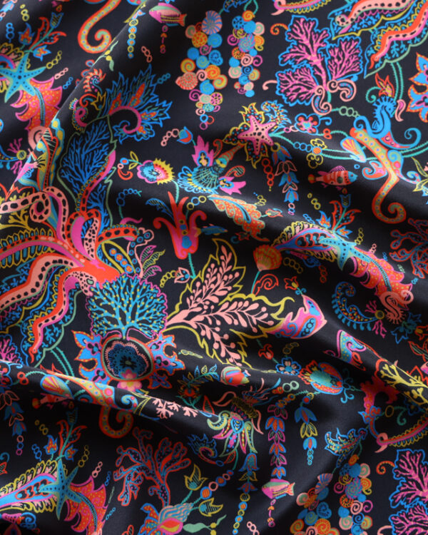 OCEAN DEEP Silk Crepe De Chine Liberty Fabric-1