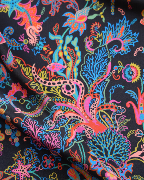 Ocean Deep Silk Crepe De Chine