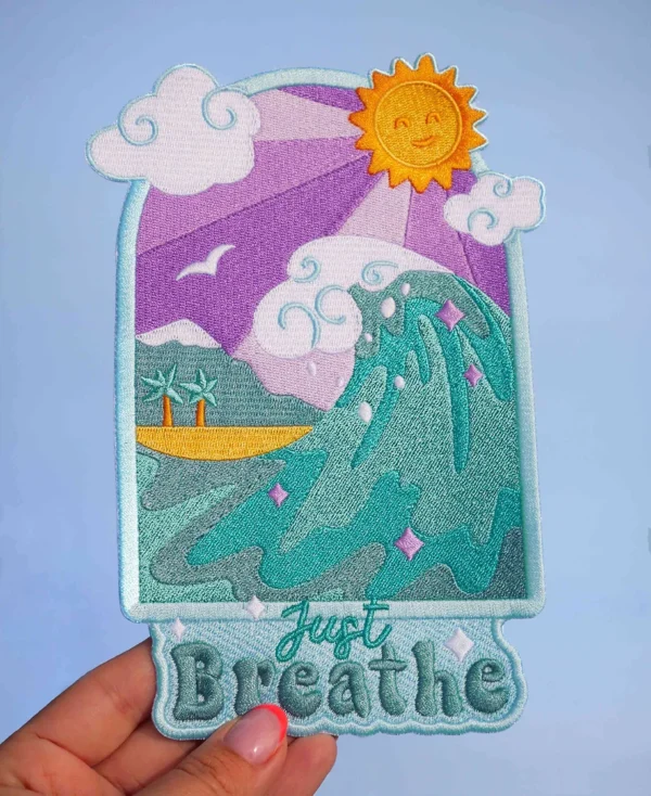 'Just Breathe' XL Iron On Patch
