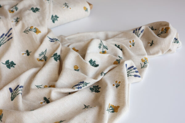 Embroidered Floral Viscose Linen