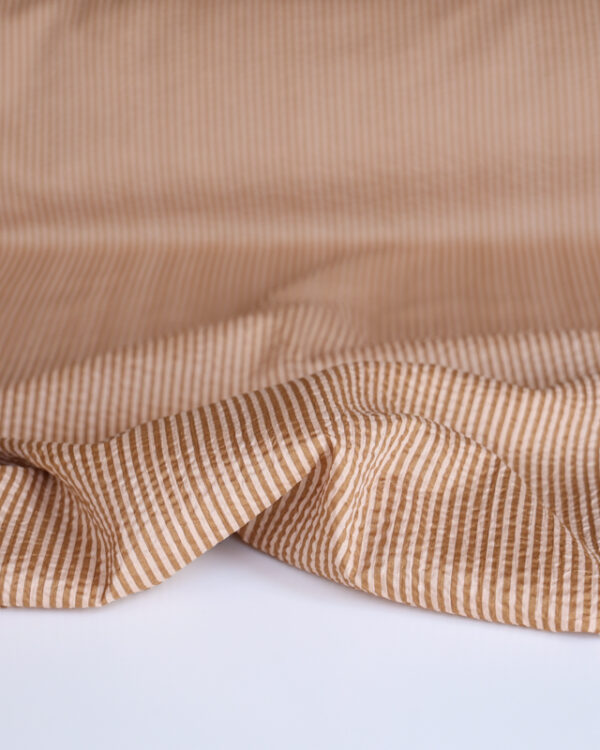 Light Brown Stripe Japanese Crinkle Cotton