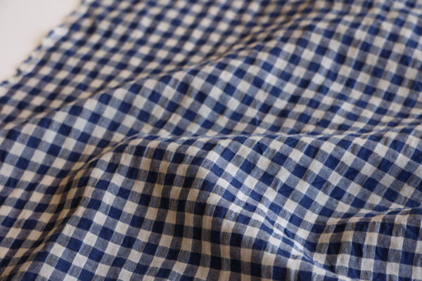 Navy Bubble Gingham Linen