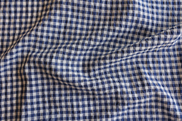 Navy Bubble Gingham Linen - Image 4
