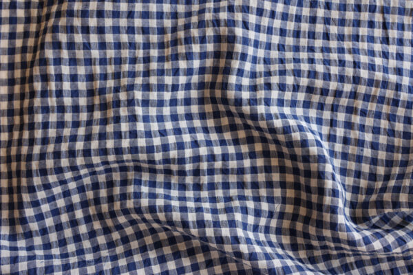 Navy Bubble Gingham Linen - Image 5