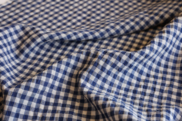 Navy Bubble Gingham Linen - Image 3