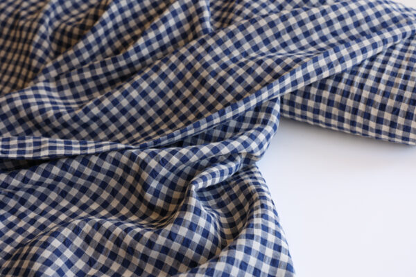 Navy Bubble Gingham Linen - Image 2