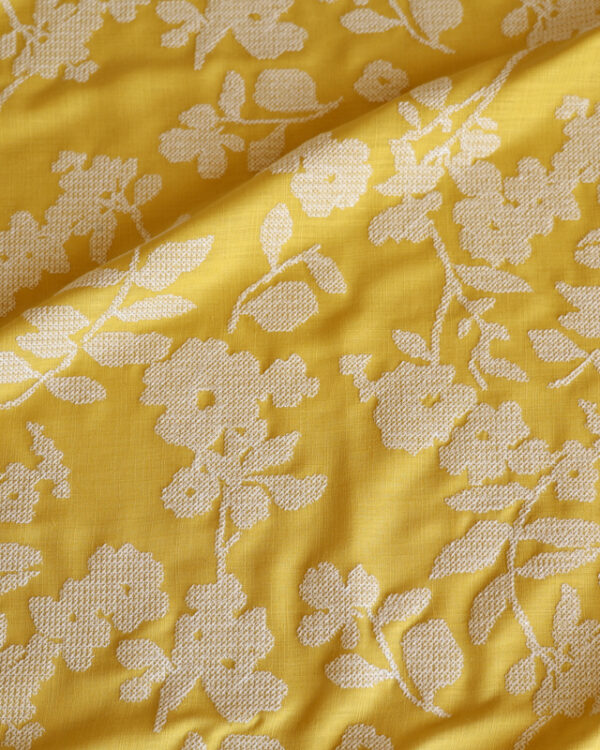 Seconds Remnant 1.75m: Buttercup Cross Stitch Embroidered Viscose Linen