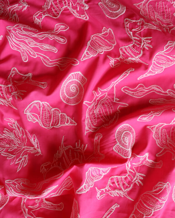 Coralie Hot Pink Embroidered Cotton