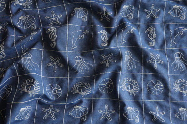 Sea Squared (Sea ²) Embroidered Cotton