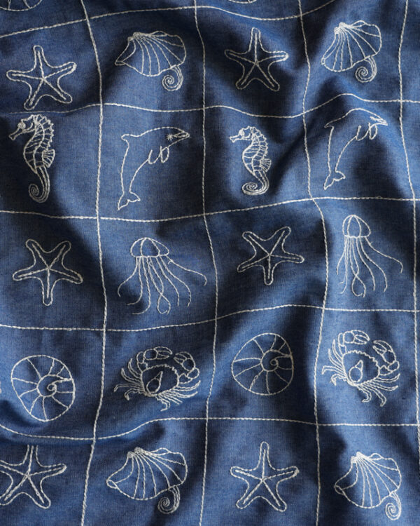 Sea Squared (Sea ²) Embroidered Cotton