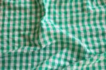Green and White Gingham Cotton Seersucker