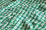 Green and White Gingham Cotton Seersucker