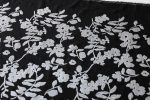 Black Floral Cross Stitch Embroidered Viscose Linen