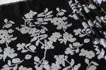 Black Floral Cross Stitch Embroidered Viscose Linen