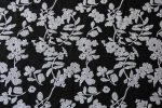 Black Floral Cross Stitch Embroidered Viscose Linen