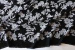 Black Floral Cross Stitch Embroidered Viscose Linen
