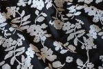 Black Floral Cross Stitch Embroidered Viscose Linen