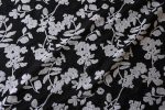 Black Floral Cross Stitch Embroidered Viscose Linen