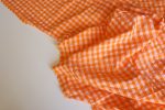 Maya Orange Gingham Cotton Seersucker