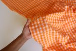 Maya Orange Gingham Cotton Seersucker