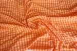 Maya Orange Gingham Cotton Seersucker