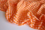 Maya Orange Gingham Cotton Seersucker