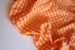 Maya Orange Gingham Cotton Seersucker
