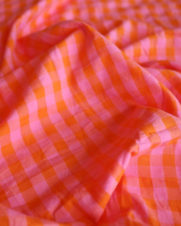 Sister Mintaka PINK ORANGE GINGHAM COTTON INDIA-3-2